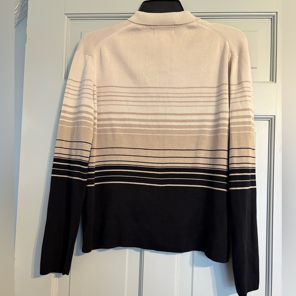 Vintage Y2K Rena Rowan Striped silk blend  Cardigan Neutral Colorblock L - Picture 2 of 3